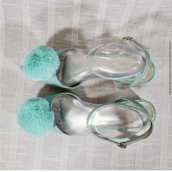 ASOS - Blue Glitter Saucy PomPom Block Heels 6 - Picture 14 of 15